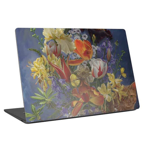 Tabby Cat with Flowers by Nene Thomas Universal Laptop 11in (8.8 x 6.2in) Skin